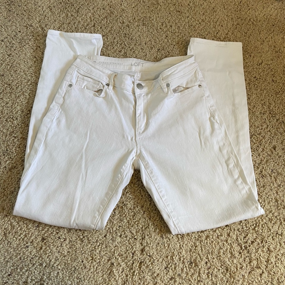 Loft Curvy Straight White Denim